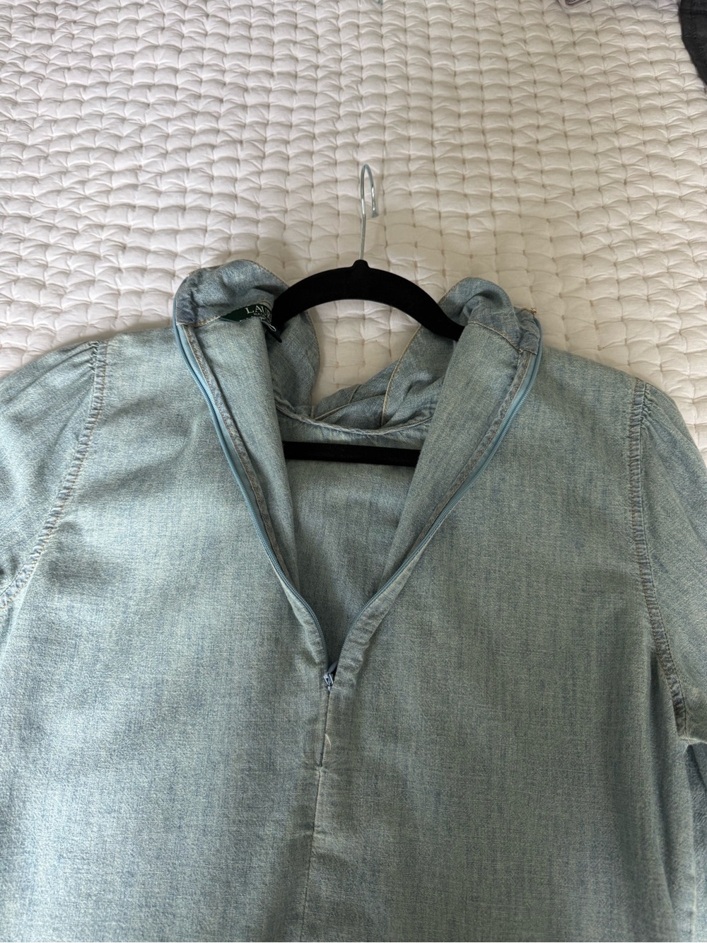 Ralph Lauren Vintage Chambray Blouse with Box Bow - Picture 11 of 12